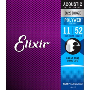 Elixir 80/20 Bronze Polyweb Custom Light 11 - 52 Acoustic Strings